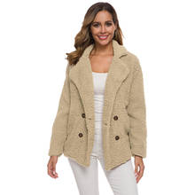 LIBERJOG-Chaqueta de lana para mujer, abrigo grueso y cálido con bolsillo, Chaqueta de punto, Tops, Otoño e Invierno 2024 - compra barato