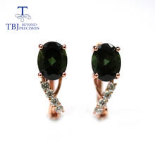 Natural Dark Green Tourmaline earring  Oval cut 7*9mm 4.5ct up real brazil gemstone fine jewelry 925 sterling silver for women 2024 - buy cheap