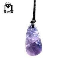 Drop shipping natural purple Fluorite quartz crystal pendant purple Healing Reiki rough gravel gemstone necklace 2024 - buy cheap