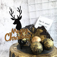 Adorno de acrílico para pastel de Feliz Navidad, Decoración de Pastel de fiesta de año nuevo, ciervo de Alce Negro dorado, novedad 2024 - compra barato