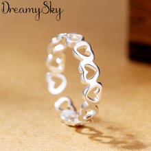 DreamySky-Anillo de plata con forma de corazón para mujer, sortija abierta, Estilo Vintage, étnico, bohemio, para boda, regalo de Navidad 2024 - compra barato