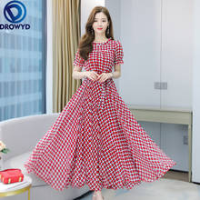Vestido Midi femenino de verano con estampado Floral, traje rojo elegante de Chifón con estampado Floral, talla grande 4XL, 2021 2024 - compra barato