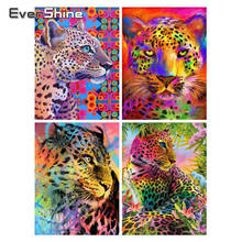 Evershine 5d faça você mesmo pintura de diamante completo quadrado broca bordado de diamante de leopardo kit de ponto de cruz decoração de parede de mosaico de animal 2024 - compre barato