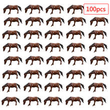 100Pcs 1:87 Scale Model Horse for DIY Architecture Sand Table Micro Landscape - Coffee/White 2024 - buy cheap