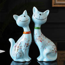 Simple fashion ceramic cats lover animal porcelain figurine for wedding gift ornament home decoration 2024 - buy cheap