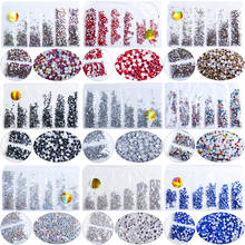 Strass de decoração de arte de unha 1.3-2.8mm, 6 tamanhos, cristal colorido, sem adesivo, acessórios de pontas de manicure artesanato, 1728 peças 2024 - compre barato