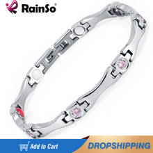 Rainso Elegant Stainless Steel Energy Health Magnetic Bracelet with Magnet Rhinestones Friendship Bracelets for Woman 2020 2024 - buy cheap