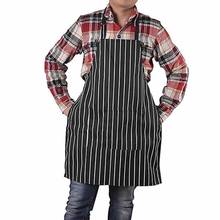 Retro homem ajustável meia-comprimento adulto preto listra bib avental com 2 bolsos chef garçom avental para restaurante do hotel cozinha cozinheiro 2024 - compre barato
