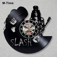 Guns N Rose Slash Vinyl Record Wall Clock Music Theme 3D Stickers Rock Band Vinyl Clock LED Wall Watch Modern Design Home Decor 2024 - buy cheap