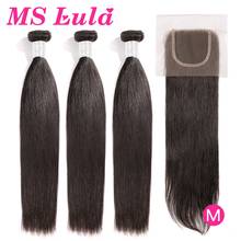 Straight Hair With Closure 4x4 MS Lula Remy Peruvian Human Hair Weave Long Inch Natural Hair Extensions Bundles With Closure 2024 - buy cheap