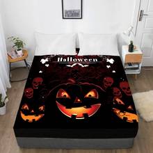 Lençol com desenhos animados em 3d, lençol de cama com tamanho elástico personalizado para crianças/bebês/crianças/meninos, colchão de abóbora de halloween 2024 - compre barato