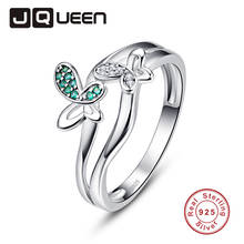 Jqueen branco zircon anéis para mulher prata verde espinhoso anel de borboleta 925 jóias pave definir jóias de cristal bijoux femme 2024 - compre barato