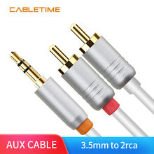 Cabletime 3.5 Audio to 2 RCA Cable 3.5mm Jack RCA AUX Cable for DJ Amplifiers Subwoofer Audio Mixer Home Theater DVD N142 2024 - buy cheap