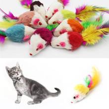 Furry Mouse Cat Kitten Real Fur Gravel Sounds Cute Toy Faux Mice Cat Toys Random Color 2024 - buy cheap