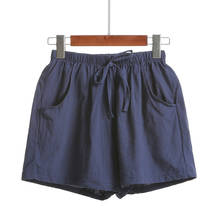 Summer Shorts Women 2021 Linen Loose Short Pants Ladies High-Waist Solid Thin Hot Pants Female Bandage Wide-Leg Pants Plus Size 2024 - buy cheap