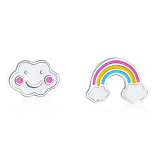 ModaOne Simple Cute Rainbow Cloud Asymmetric Stud Earrings Silver Color Copper Earring Jewelry For Girls Dropshipping 2024 - buy cheap