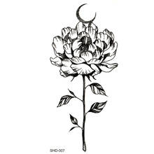 Three styles Grey Rose Flower And Moon Waterproof Temporary Tattoos Men Temporary Tatoo Sticker Women Tatouage temporaire 2024 - buy cheap