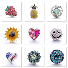XH5519   LOVE strawberry pineapple  Sun flower  18mm Metal snap button    for snap bracelet 2024 - buy cheap