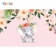 Pink Flower Elephant Newborn Baby Shower Princess Birthday Party Backdrop Vinyl Photography Background Photophone Photocall Prop 2024 - buy cheap