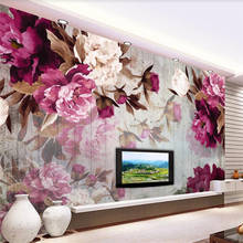 Wellyu-papel tapiz personalizado para pared, Mural 3d pintado a mano de peonía, grano de madera, Fondo de TV, papel de pared para sala de estar, papel tapiz 3d 2024 - compra barato