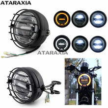 6.5" Retro Halo Headlight Cafe Racer Vintage Motorcycle LED Head lamp Motorbike Front Light Grid Lampshade Grill Cover Bracket 2024 - buy cheap