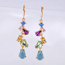 Luxury Multicolored Crystal Resin Water Drop Long Dangle Earrings For Women Gifts Gold Color Fashion Jewelry Wholesale 2024 - buy cheap