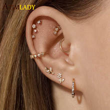 100% 925 sterling silver minimal cute Blooming daisy flower Branch cz Studs for women girls multi piercing delicate 925 earrings 2024 - buy cheap