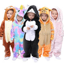 Детские пижамы-кигуруми в виде кота для мальчиков и девочек, пижамы в виде единорога, фланелевые детские пижамы в виде панды, пижамы в виде животных, зимние комбинезоны в виде единорога 2024 - купить недорого