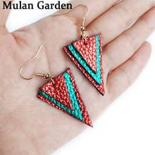 M&G 15 Colors Glitter Genuine Cowhide Leather Earrings Triangle Leopard Earring Simple Fashion Jewelry Women Accessories Gift 2024 - buy cheap