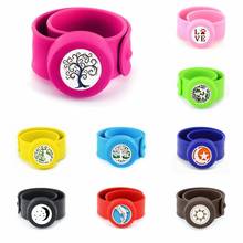 Candy Colorful Beauty Silicone Slap Bracelets Free 10pads 25mm Essential Oils Diffuser Locket Cute Wristband for Kids 2024 - buy cheap