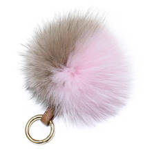 Fluffy Handbag Pendants Keychains Real Fox Fur Pompom Trinket Car-Charm-Pendant 2024 - buy cheap