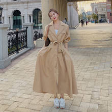 Vestido longo corta vento feminino, casaco trench coat feminino primavera outono tamanho grande solto 2024 - compre barato