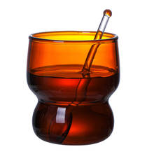 Copo de café de vidro bonito e inovador copo de leite xícara de chá cor com colher casa uso diário vidro 2024 - compre barato