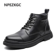 New Genuine Leather Boots Men Autumn Winter Vintage Motorcycle Boots Male Snow Ankle High Top Men's Boots Big Size 38-48 2024 - compre barato