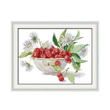 Cherry fruit bowl cross stitch kit cartoon 14ct 11ct count print canvas stitching embroidery DIY handmade needlework 2024 - buy cheap