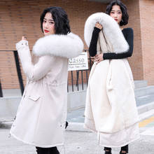 Winter Parka Women Jacket Coat New Korean Plus Velvet Warm Cotton Coat Hooded Fur Collar Mid Long Outerwear Women's Basic Coat 2024 - buy cheap