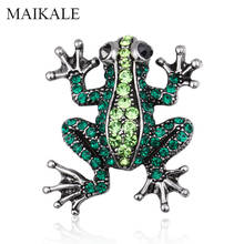 MAIKALE Vintage Crystal Frog Brooch Pins Toad Rhinestone Insect Brooches for Women Kids Girls Bag Pendant Accessories Broches 2024 - buy cheap