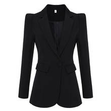 2021 New Ladies Jacket Slim Slimming Middle Length Shrug One Button White Suit Women OL O28 2024 - buy cheap