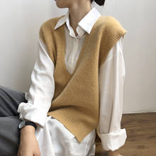 2021 Harajuku Spring Kintted Vest Women Sweater Casual V-Neck Vest Women Pullover Loose Vintage Sweater Veste Femme Cropped Tops 2024 - buy cheap