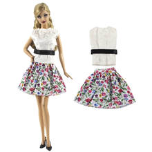 Nk1 conjunto de bonecas fashion floral, saia curta nobre, colete estampado artesanal para barbie, acessórios, boneca, fantasia, presente de menina 10x 2024 - compre barato