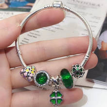 Fresh Green Charms Ladies Bracelets,DIY Lucky Leaf Grass Beads Pendant Charm Brand Bracelet Gift Suitable For Women Jewelry Gift 2024 - buy cheap