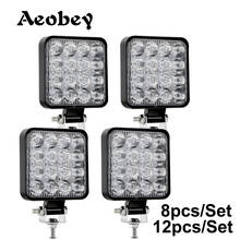 Aeobey New Led Light Bar 48w Led Bar 16barra Square Spotlight Off road LED Work Light 12V 24V For Car Truck 4X4 4WD Car SUV ATV 2024 - buy cheap