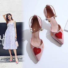 Baotou sandals female fine with summer 2019 new pink fairy wind tip love sweet shallow mouth word with high heels 2024 - buy cheap