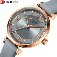Curren-novo relógio de pulso feminino de quartzo, relógio elegante e atemporal com pulseira de couro 2024 - compre barato