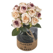 Искусственные розы, 12 голов, букет шелковых цветок, для дома, свадьбы, праздника, украшение офисного ресторана 2024 - купить недорого