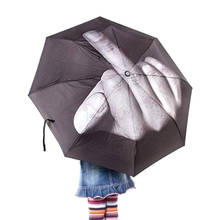 Крутой Зонт среднего пальца, Женский Зонт от дождя, мужской ветрозащитный складной зонт, индивидуальные черные Зонты среднего пальца 2024 - купить недорого