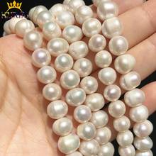 Cuentas redondas de perlas naturales de agua dulce de alta calidad para la fabricación de joyas, accesorios de collar y pulsera DIY, hebras de 15 pulgadas, 9-10mm 2024 - compra barato