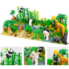 Rain Forest Locking Animals Green Grass Jungle Bush Flower Tree Plants Building Blocks Dinosaurs Toys for Children 2024 - buy cheap