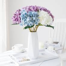 5 пряди, шелковые цветы для скрапбукинга, гортензии, букет невесты, свадебные декоративные искусственные бриллианты для дома 2024 - купить недорого