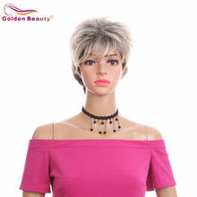 6inch Short Straight Wigs For Black Women Synthetic Hair Blonde Pixie Cut Wig  With Bangs Golden Beauty 2024 - buy cheap